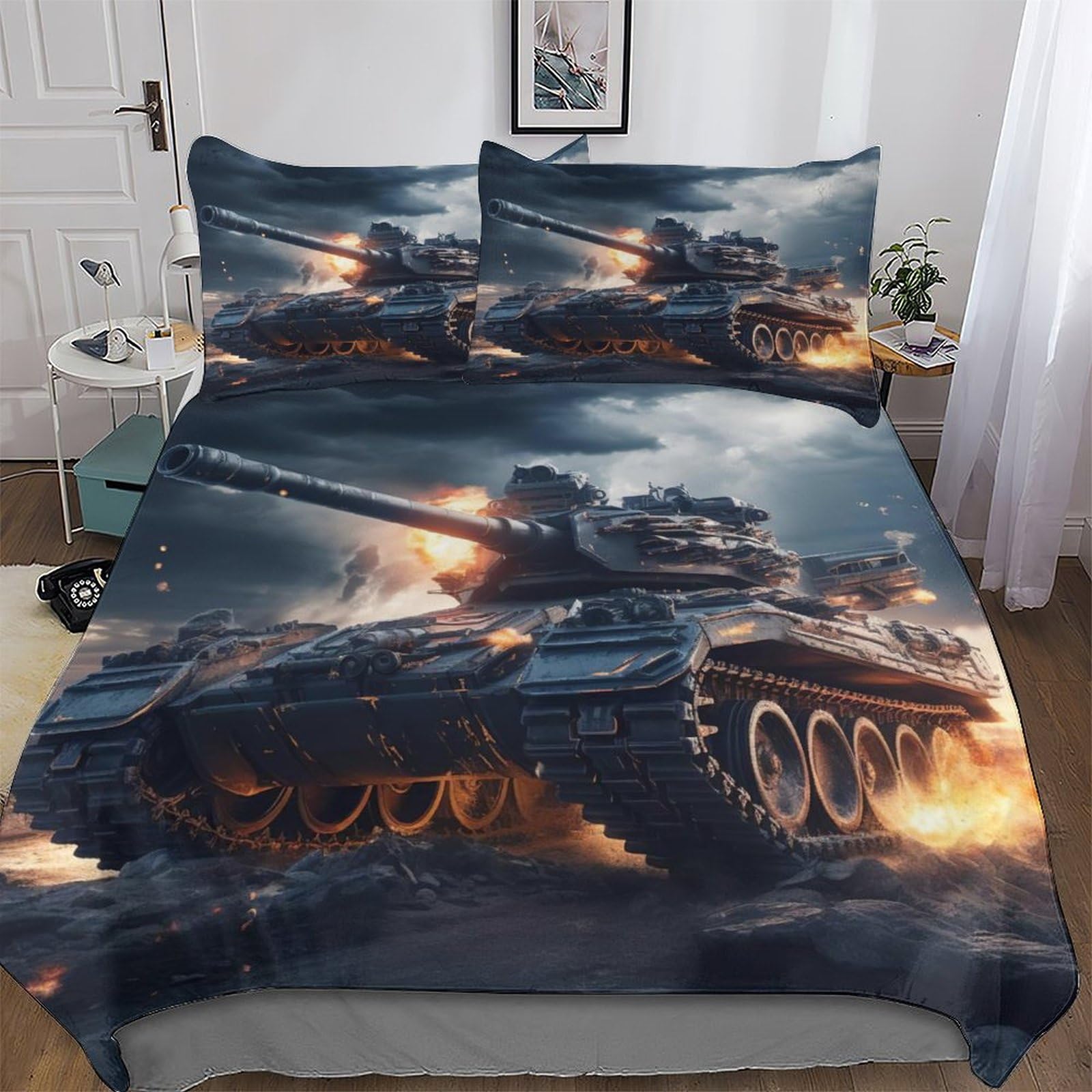 Parure de lit 3 pièces en microfibre 200x200 cm avec sa housse de couette douce et taies d'oreiller