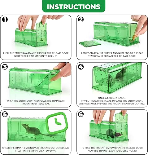 Miniatura 4 de Trampa Humana para Ratones Paquete de 2 - No Mata - Trampas para Ratones Vivos para Interiores para Uso Doméstico - Trampas Reutilizables para