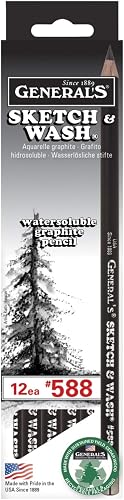 General Pencil 588GP Sketch and Wash Pencils,Graphite, 12-Pack