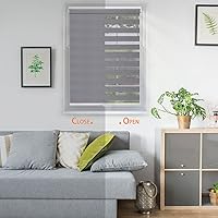 Vista 3 de Persianas enrollables sin cordones de cebra, de doble capa, traslúcidas día y noche, horizontales sin cordones para ventanas, control de luz