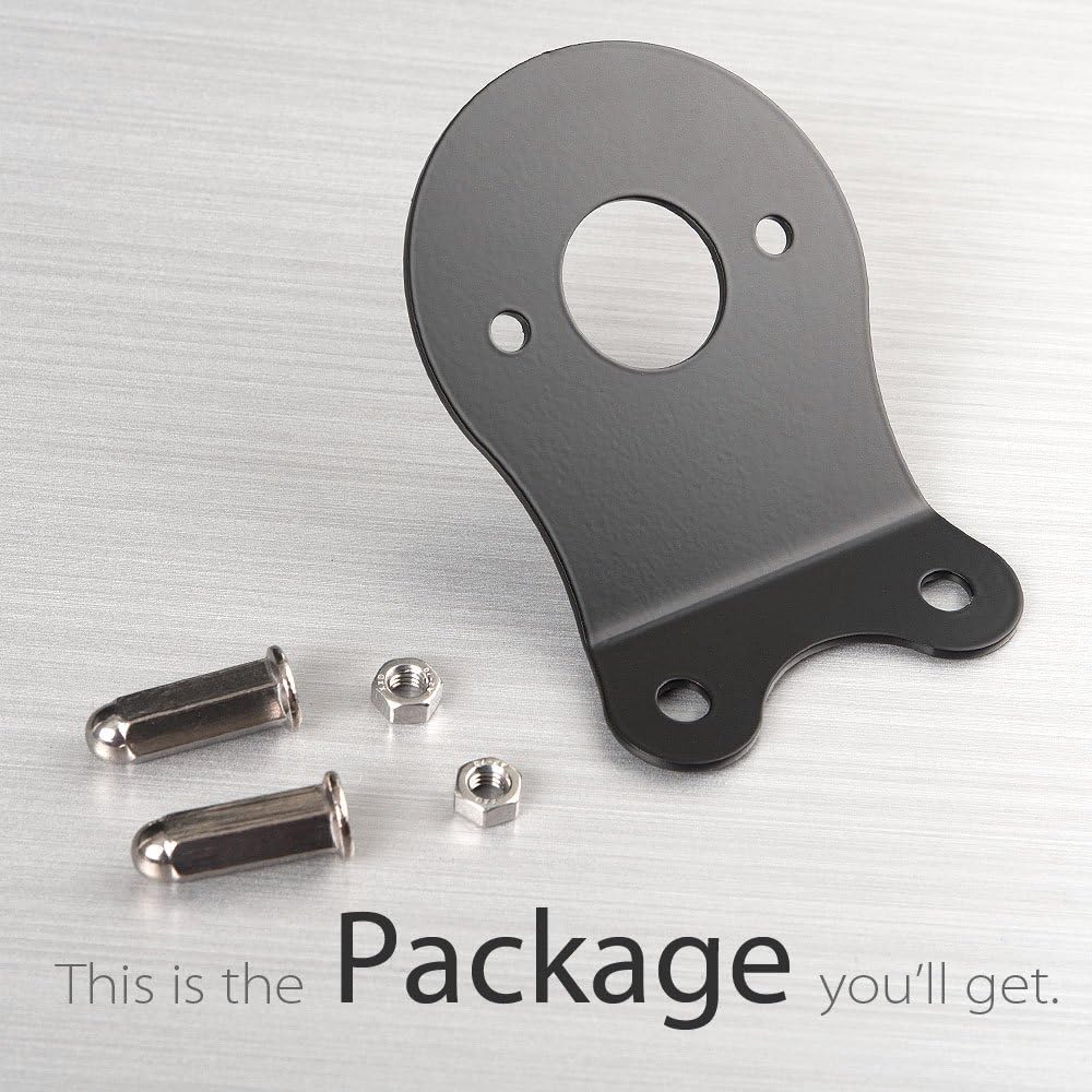 KiWAV Fender Tail Light Bracket compatible for Round LED Tail Light Black with 2 Hex Nuts & Caps