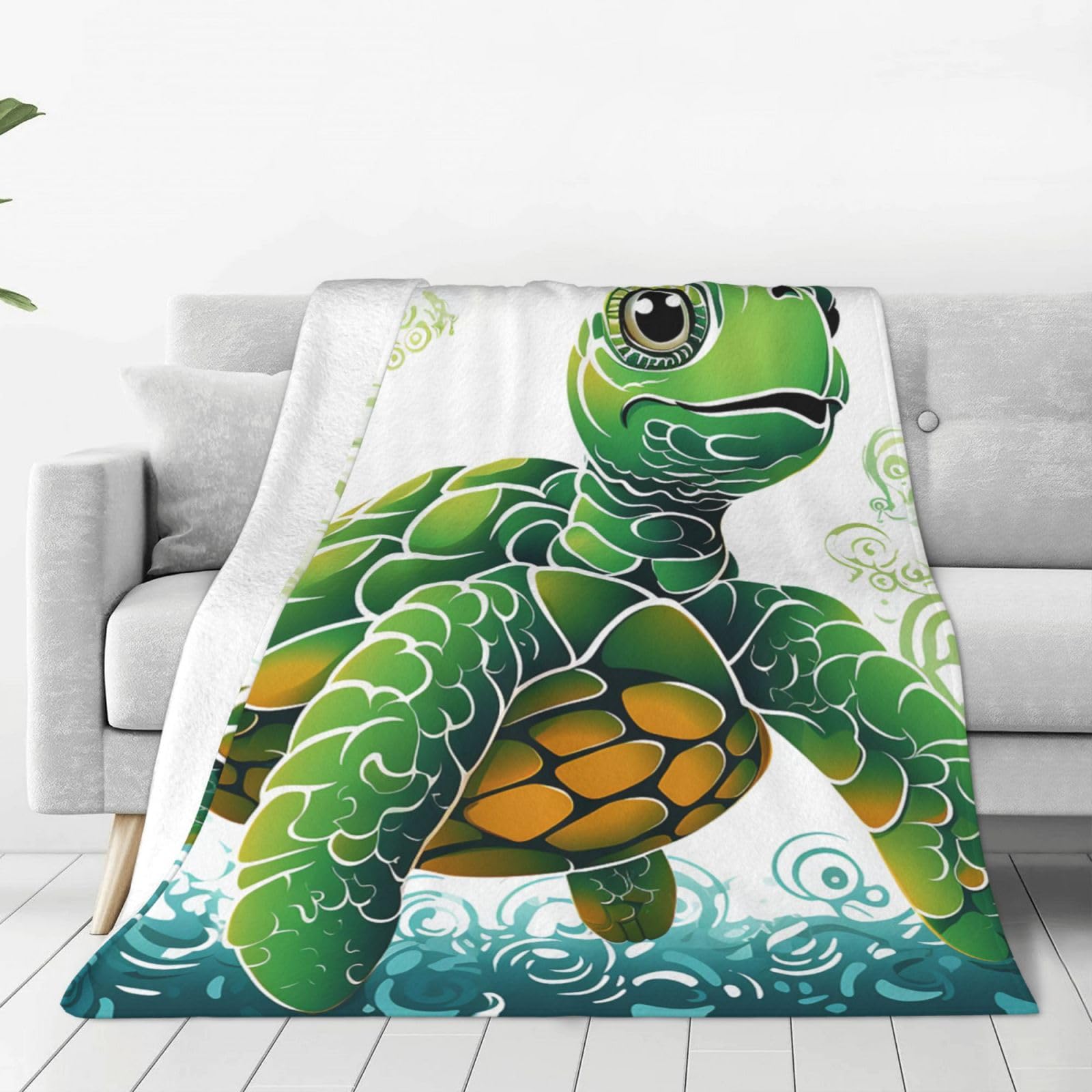Couverture polaire cadeau original flanelle motif tortue mignon
