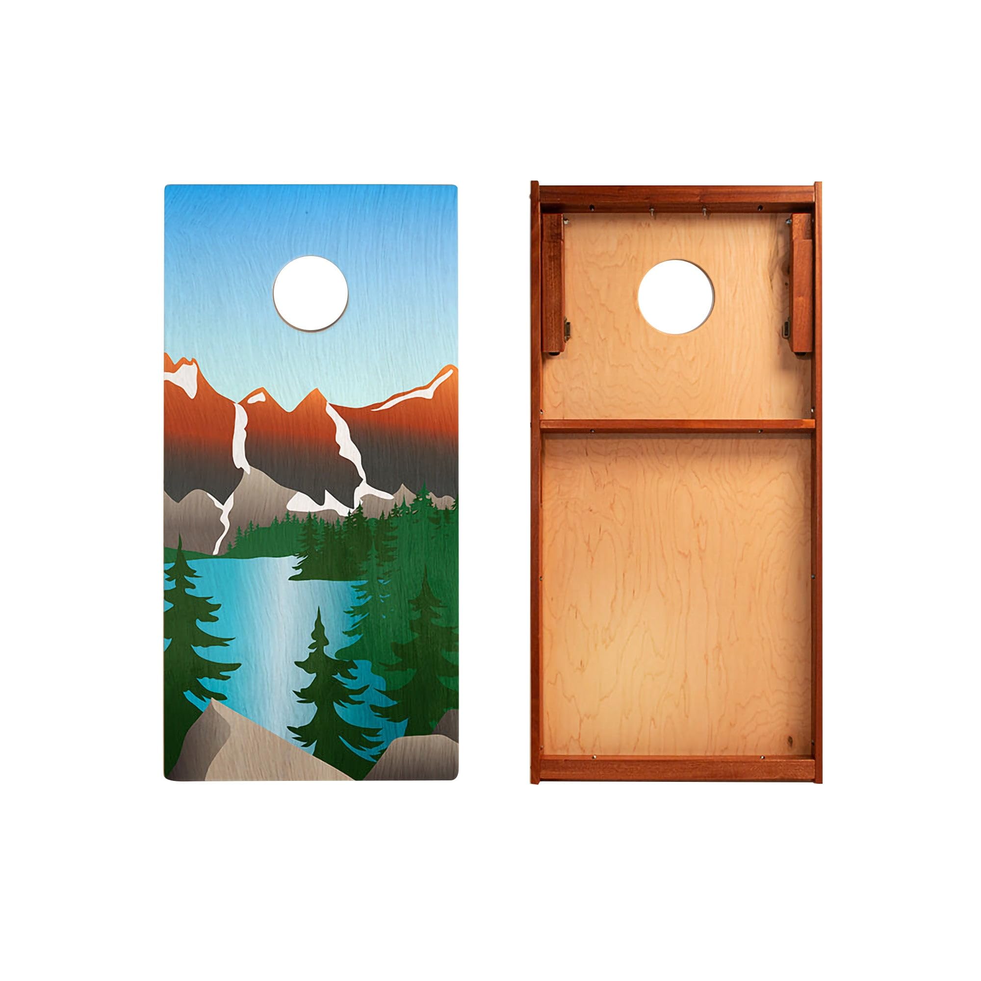 Skip's Garage Rocky Mountain Waterproof Cornhole Boards - Includes (2) Boards (Resin Bags) + (2) Board Edge Lights