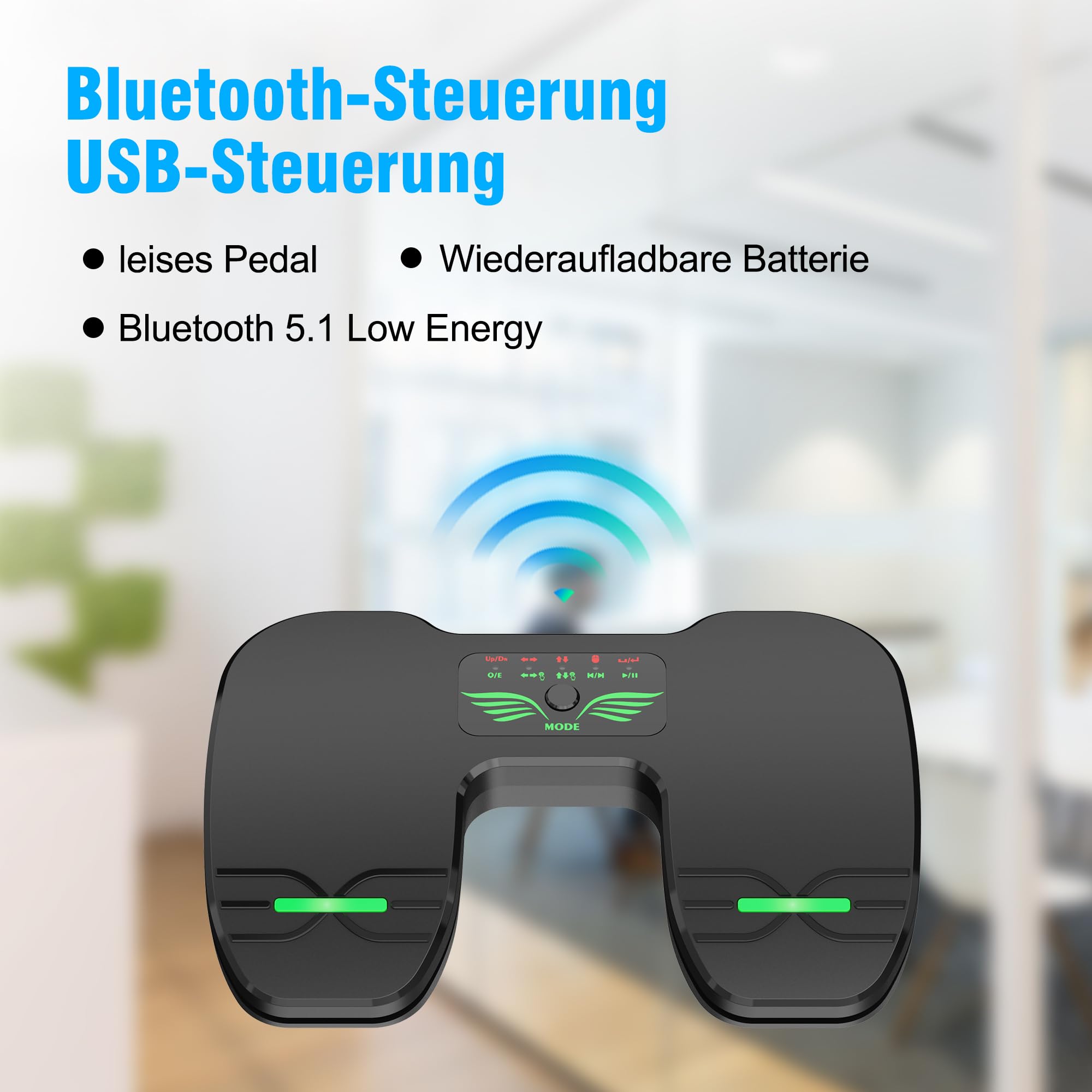Bluetooth Page Turning Pedal: Bluetooth Foot Switch - Rechargeable Music Reading Controller for Tablets Smartphones - Image 2