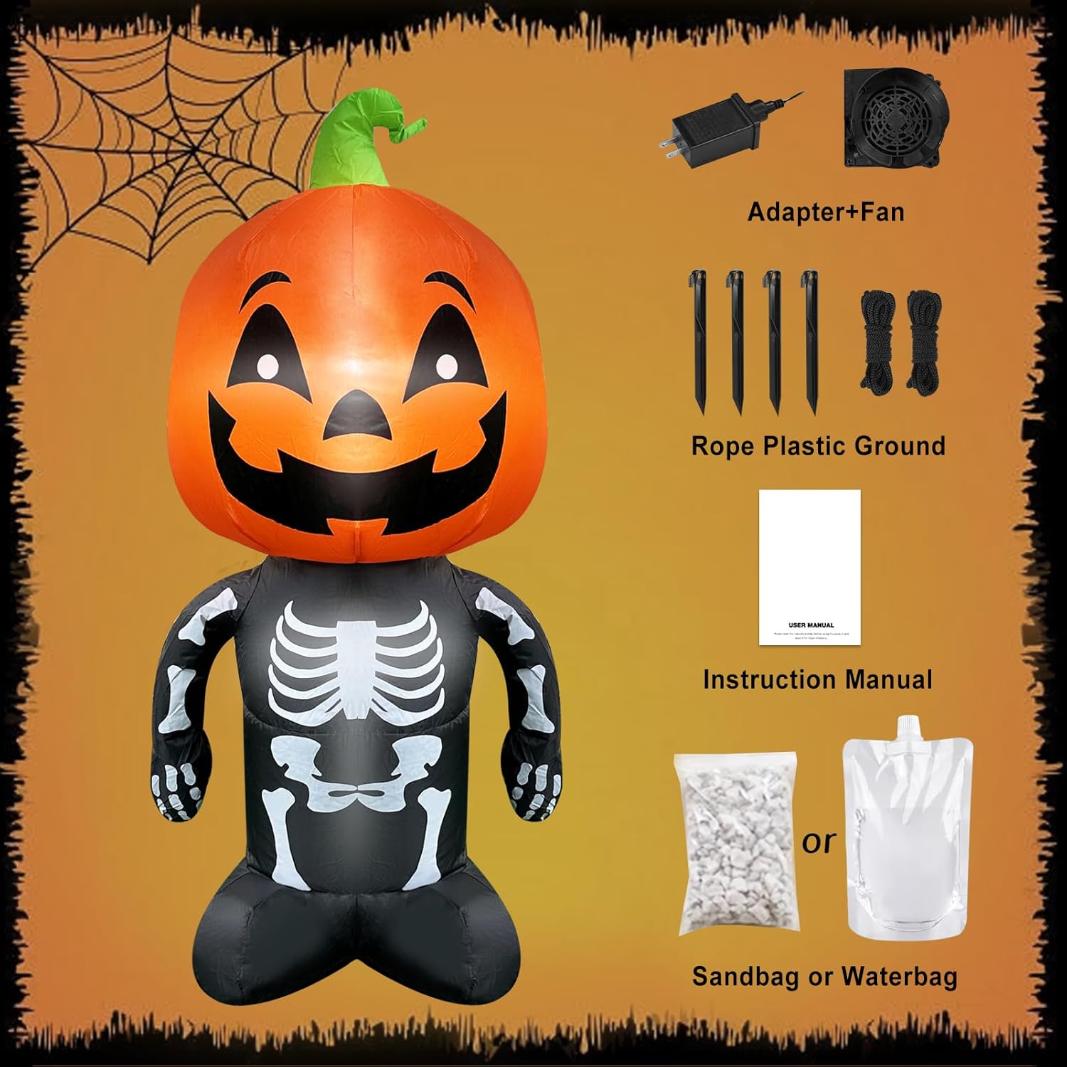 ハロウィンインフレータブルアウトドアデコレーション VOCADE スカル パンプキンマンデコレーション 爆破ハロウィン装飾 トリック