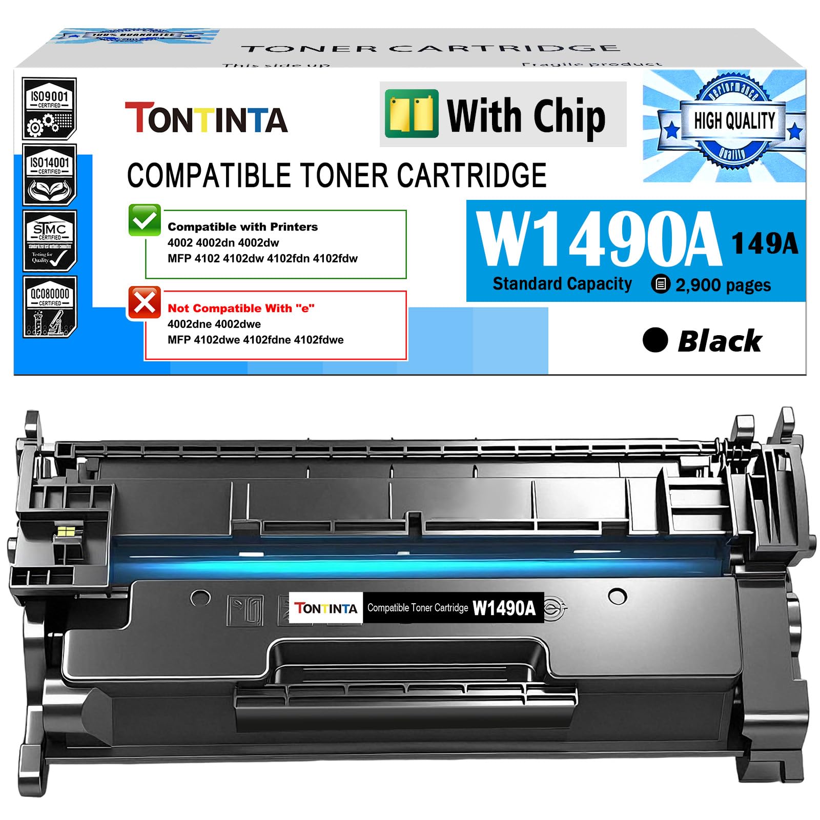 [Z CHIP] 149A W1490A kompatybilny wkład z tonerem Standardowa pojemność do drukarek 4002 4002dn 4002dw MFP 4102 4102dw 4102fdn 4102fdw, nie dotyczy 4002dne 4002dwe 4102dwe 4102fdw. 102fd. ne 4102fdwe