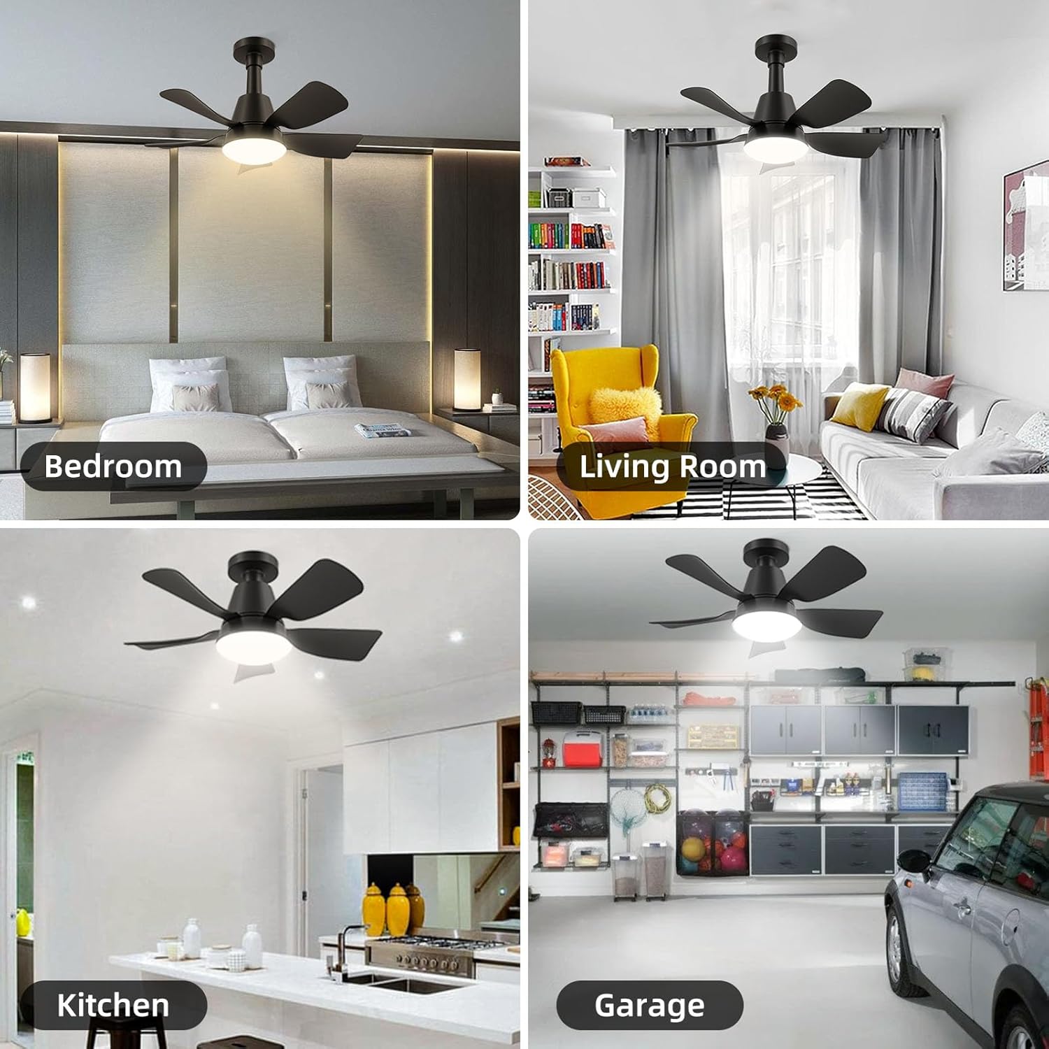 Socket Ceiling Fan with Lights and Remote, 3 Colors Dimmable 3000K-6500K, 6 Speed Whisper Quiet, Easy Install E26/E27 Based Light Bulb Fan for Bedroom Living Room Kitchen Garage