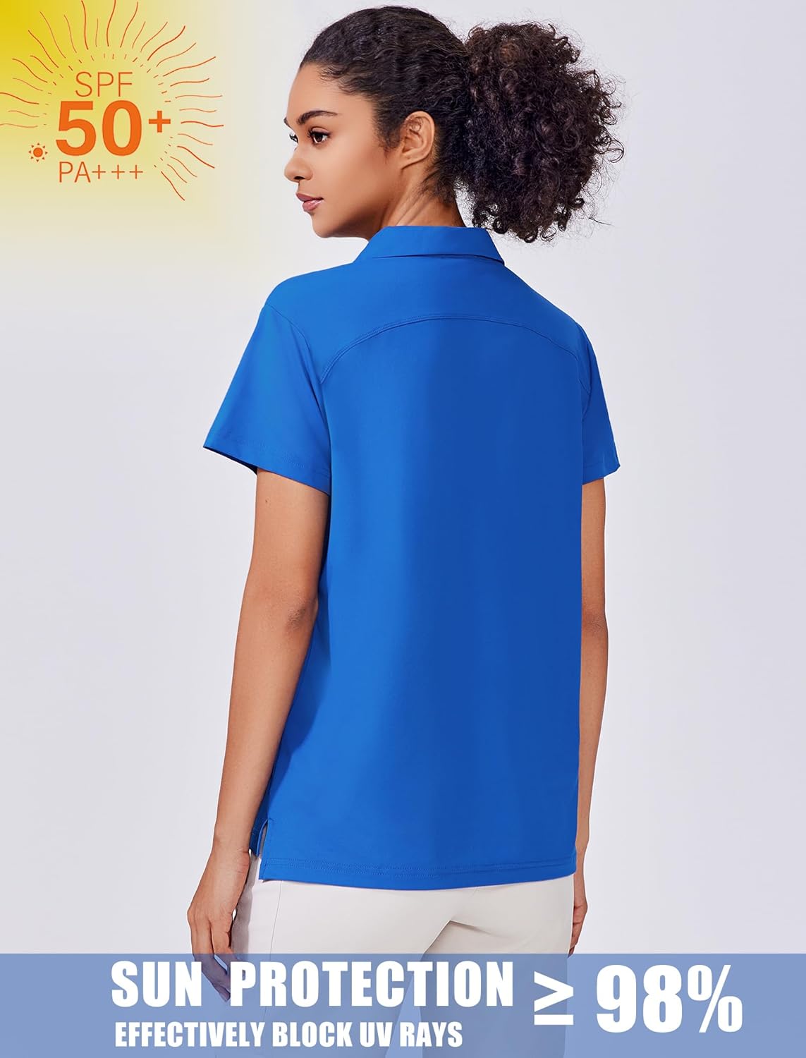 PINSPARK Women's Golf Shirt UPF 50+ Polo Shirts Short Sleeve Tennis Tops Collared with 3 Button Athletic T Shirt - Image 4