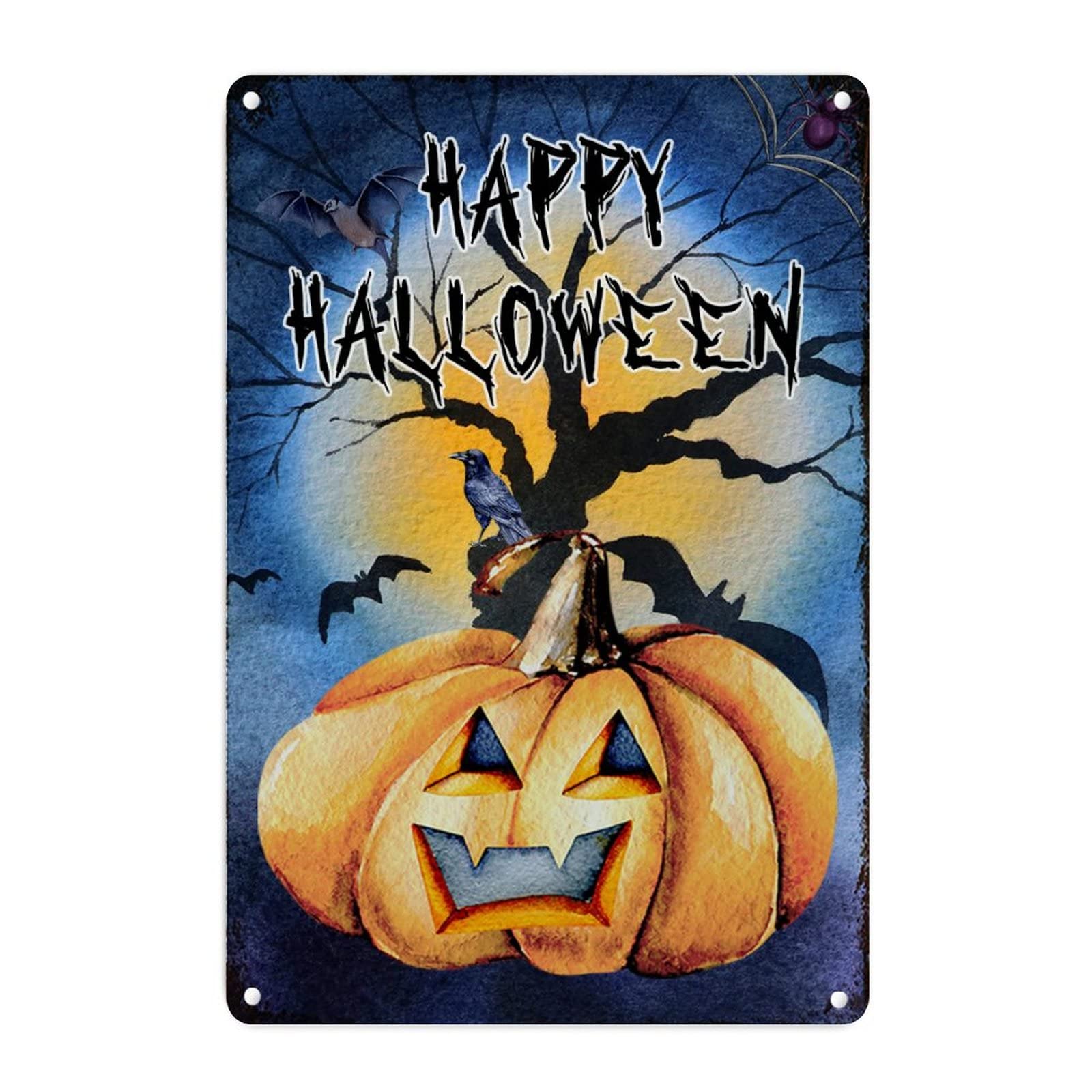 Plaque Happy Halloween en métal pour partager la magie de l'automne