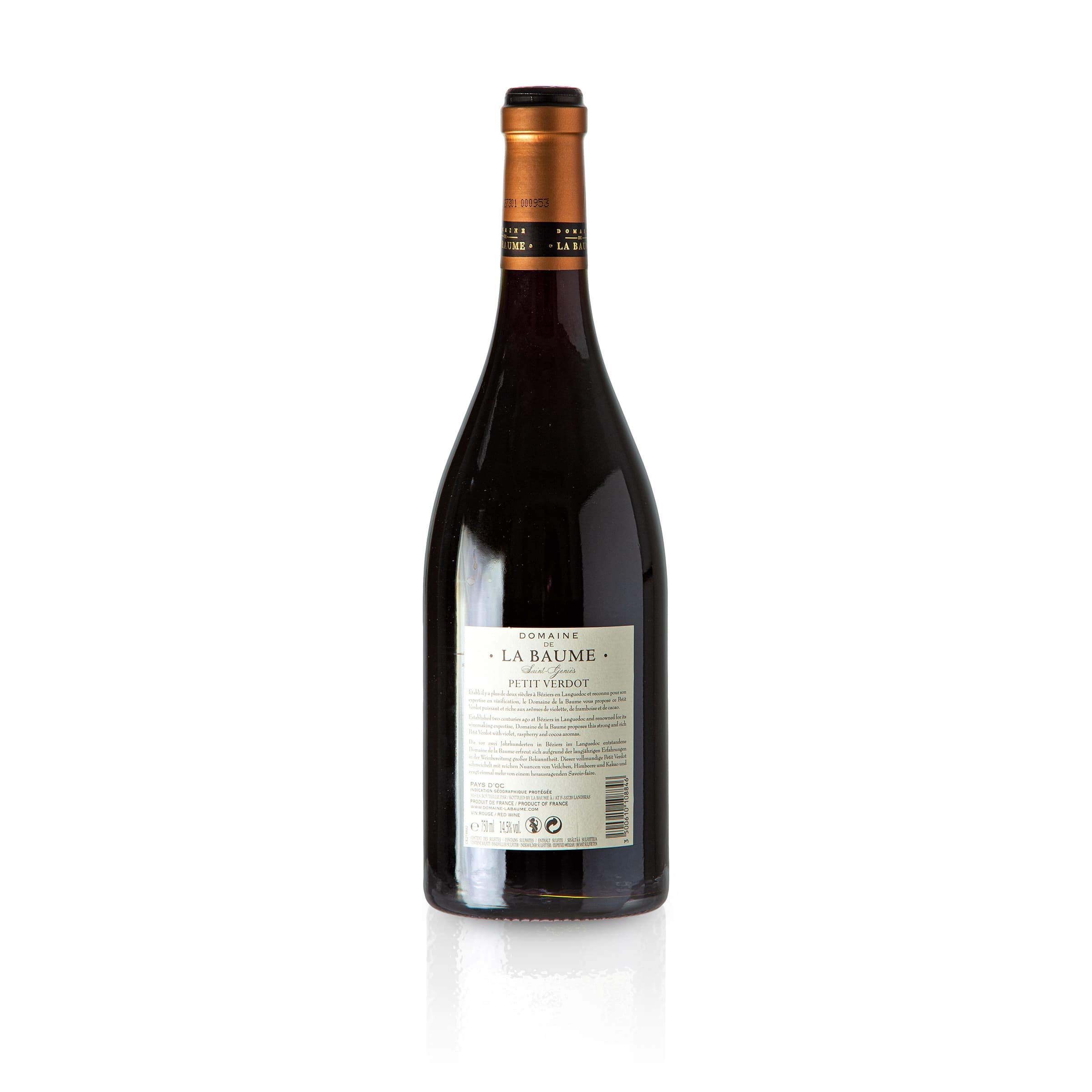 2018 - Domaine de la Baume -Saint Genies - Petit Verdot - Rotwein IGP Vin de Pays d'Oc (6x 0,75L)