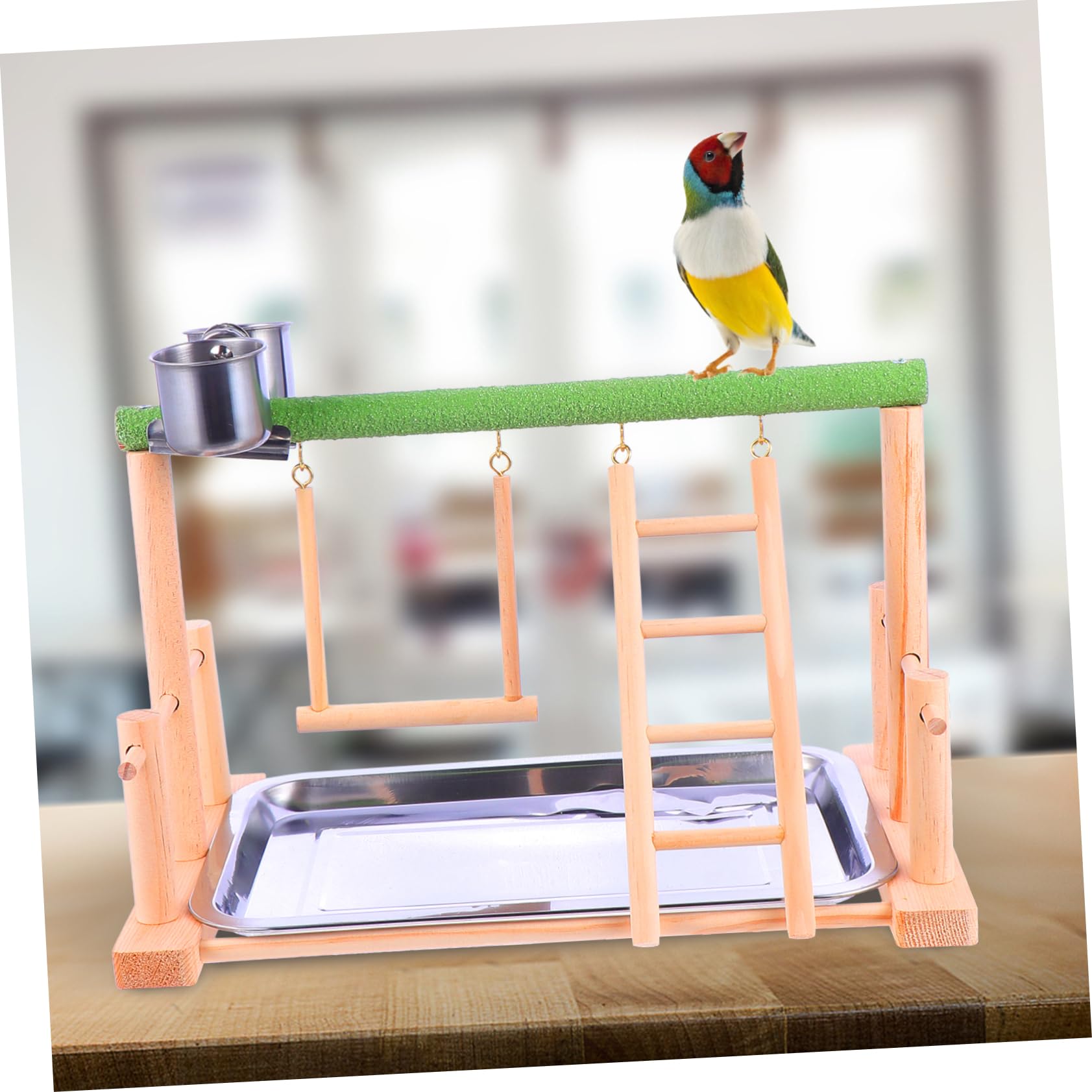Kisangel Plataforma De Juguetes para Pájaros Soporte Colgante De Madera Juguete para Pájaros Soporte para Suministros para Mascotas