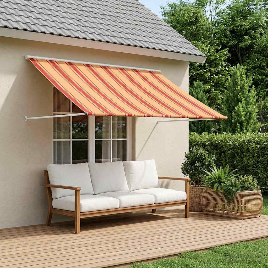 Store Banne Manuel Rétractable 250 x 150 cm, Auvent Extérieur Multicolore avec Cadre en Acier pour Terrasse, Balcon et Fenêtre, Hauteur et Angle Ajustables