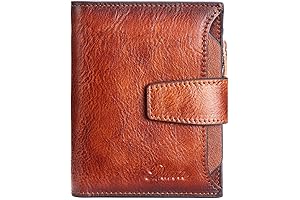 Cutemoria RFID Leather Bifold Wallet for Men with Zipper Coin Pocket (Brown)