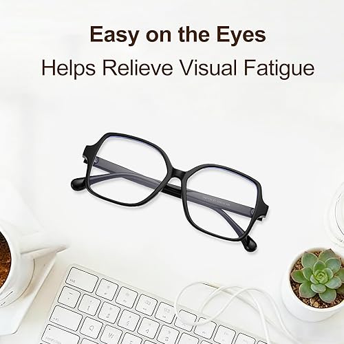 Miniatura 6 de Dollger Lentes cuadrados con bloqueo de luz azul para mujeres y hombres, de gran tamaño, antifatiga, lentes de nerd, marco de computadora