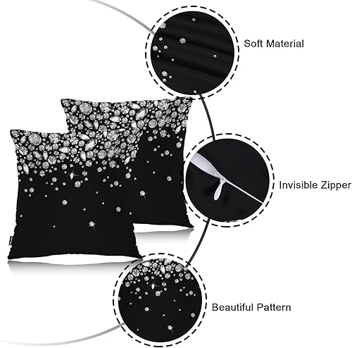 Miniatura 7 de Swono Gems - Fundas de cojín cuadradas de 18 x 18 pulgadas, juego de 2 fundas de almohada decorativas para el hogar, sofá, automóvil, dormitorio,