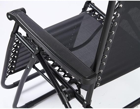 BIRCHTREE Set of 2 Zero Gravity Recliner Chairs with Canopy, Cup Holder, Adjustable Garden Sun Loungers, Foldable Outdoor Reclining Chairs for Patio, Balcony, SR06, Black