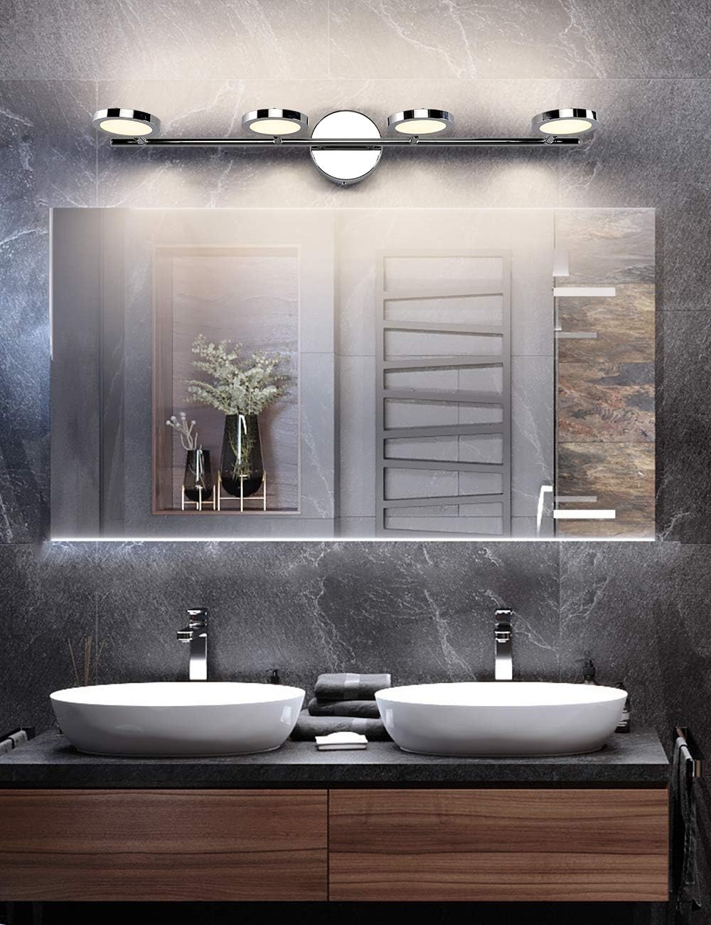 80% оƒƒ Dіѕсоunt Modern 4 Light Bathroom Vanity Lights Fixtures Chrome Finish, Joosenhouse LED Wall Sconces Lamps Over Mirror in Home as Bath Decor Lighting Fixtures Up and Down 29.92 Inches Long Chrome 4000K