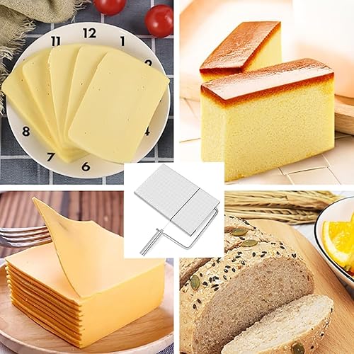 Miniatura 6 de Cortador de queso con tabla para queso de bloque  Tabla de cortar queso ajustable resistente con 11 cables de repuesto, diseño ergonómico, cortador