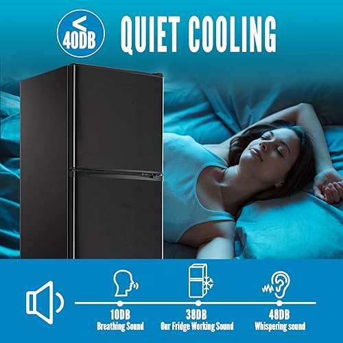 Miniatura 7 de WANAI Refrigerador de gran capacidad con congelador, refrigerador de 5.0 pies cúbicos con control mecánico de 2 puertas y 7 engranajes y estante