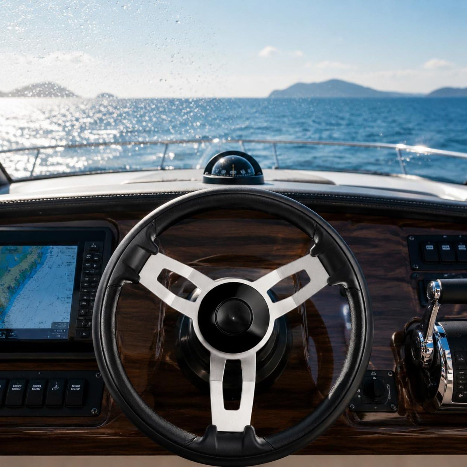 Schiffslenkrad Boot Steuerrad Yacht Lenkrad Marine Steuerrad Verstärkte Bauweise mit Rutschhemmender Oberfläche für Kontrollierte Kurven für, Black A