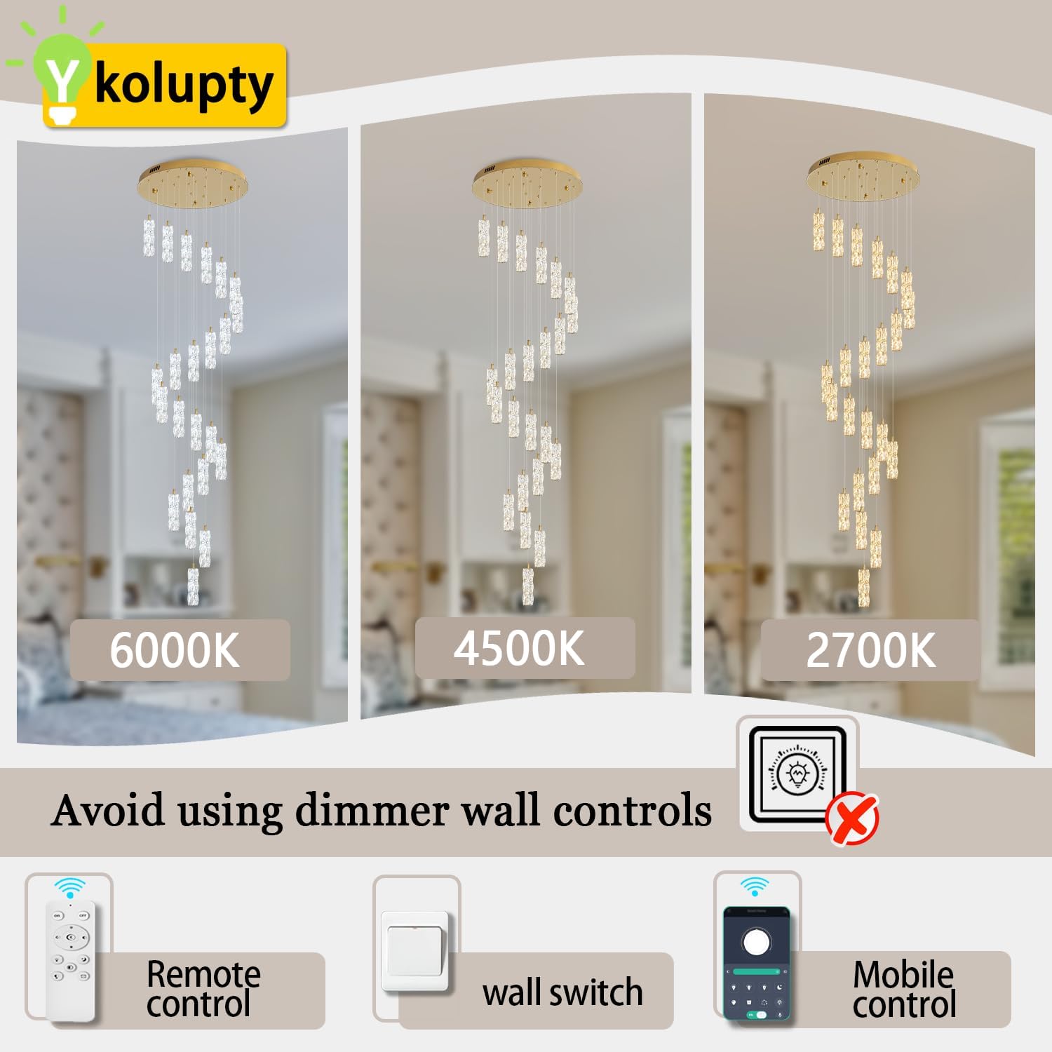 Modern Crystal Chandelier 24-Lights Gold Chandeliers Lighting Fixture High Ceiling Chandelier Suitable for Living Room Staircase Villa