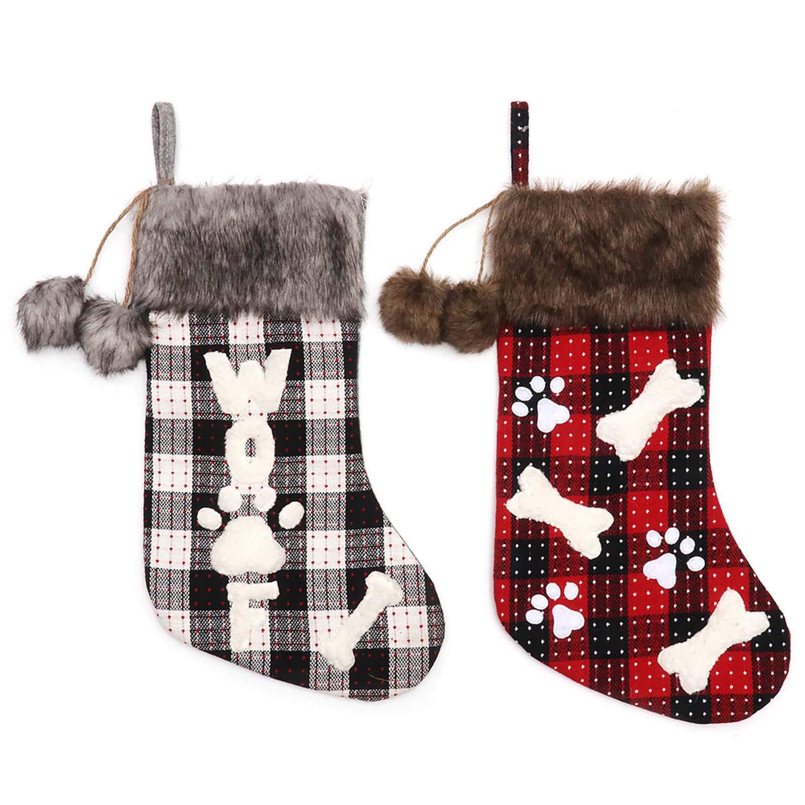 Jazuaiao Christmas Stockings for Pet Hanging Stockings Tree Doghouse Ornament Indoor Outdoor Festival Decoration Bags Bags Bulk