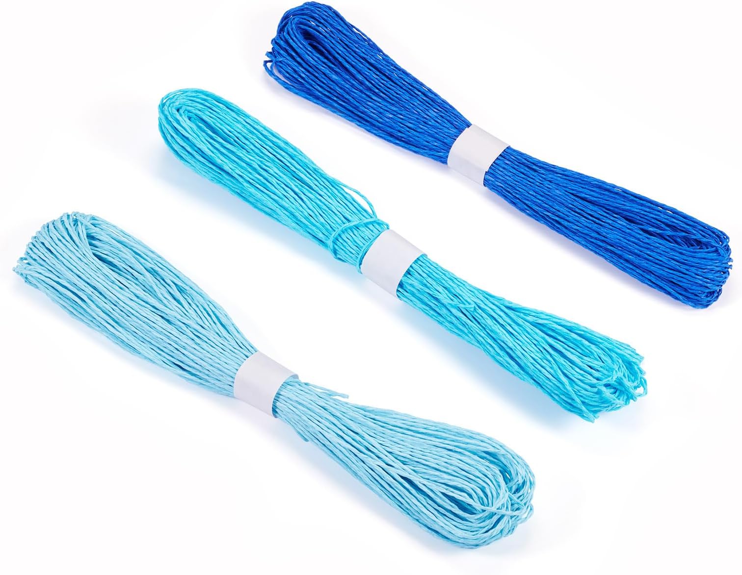 3 Bundles 32.8 Yards Raffia Paper String Ribbons Blue Raffia Paper Twine Wrapping Craft Ribbons Twisted Paper Craft Cords String for DIY Decoration Basket Weaving Crafting Jewelry Making
