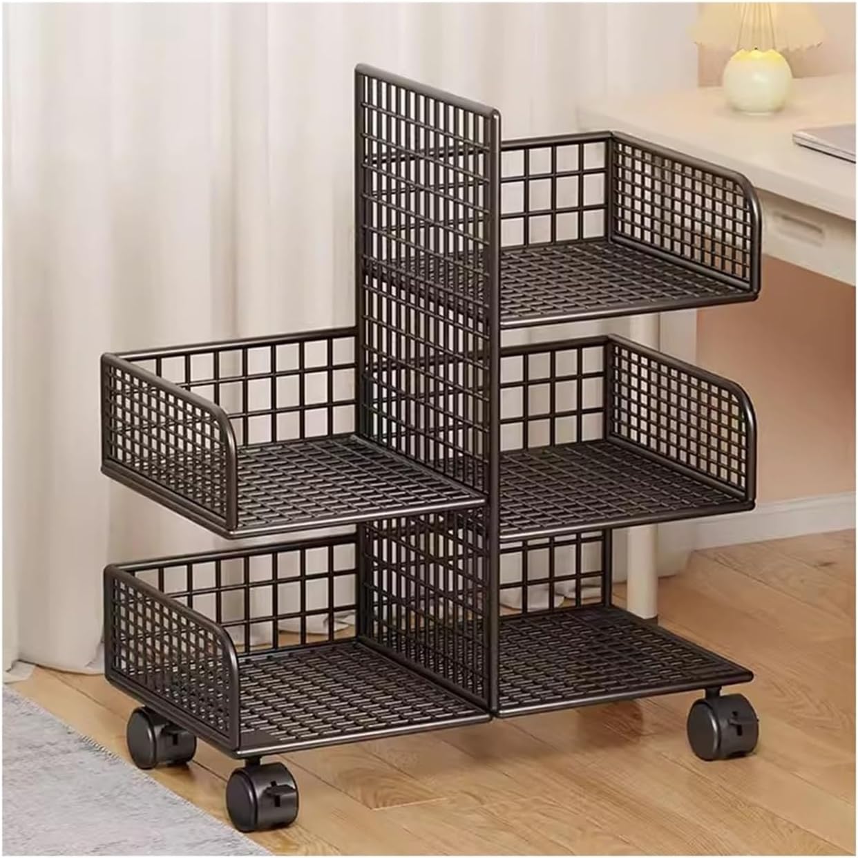 図書館用トロリー 本棚収納可動テーブルエッジ小型カート収納ラックテーブルエッジキャビネット