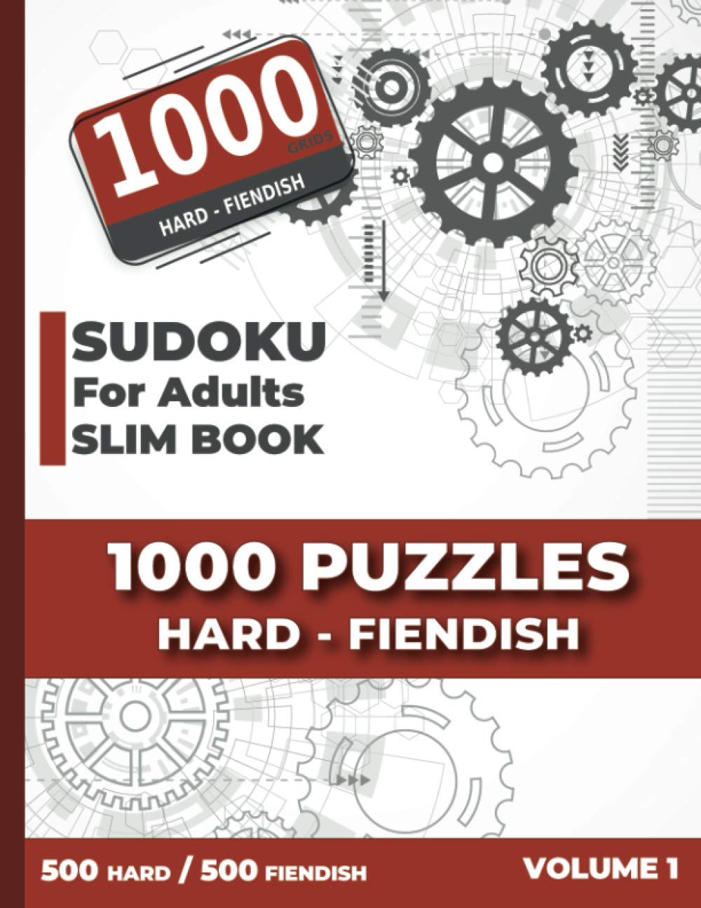 Sudoku for Adults Slim Book 1000 Puzzles Hard - Fiendish: Sudoku Puzzles Book for Adults with 500 Sudoku Hard and 500 Sudoku Fiendish - Solutions included