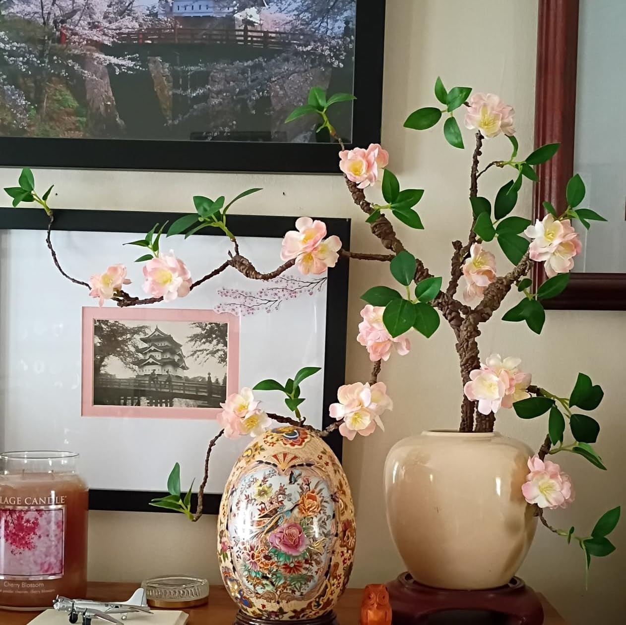 WEISPARK Artificial Flowers, 2pcs Fake Cherry Blossom Branches 31 Inch Long Stem Silk Flowers for DIY Vase Home Hotel Office Wedding Party Garden Decor (Pink) - Image 3