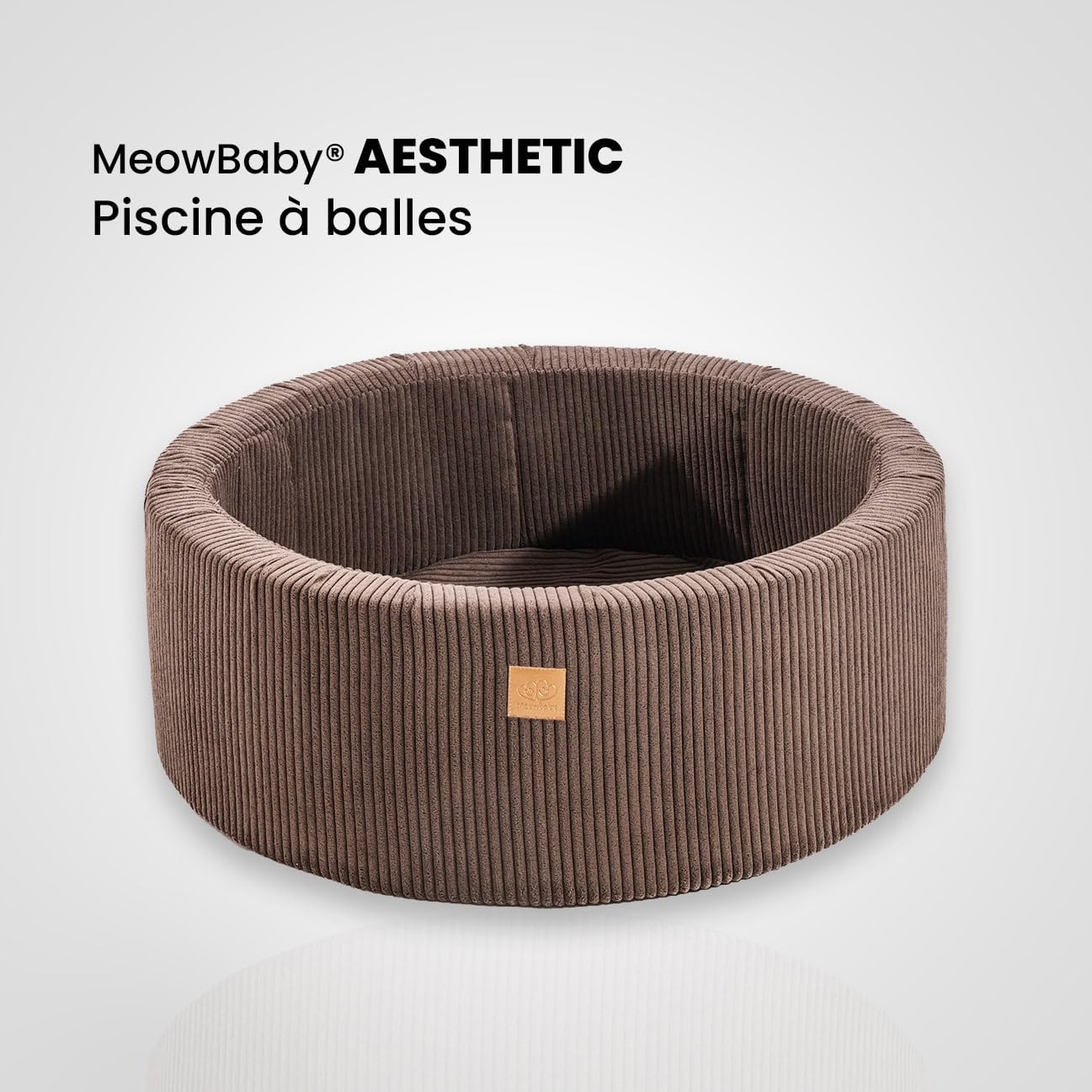 MEOWBABY Piscine À Balles pour Bébé - Rond 90x30cm Piscine a Balle pour Enfant avec 200 Balle, Côtelé, Marron: Beige/Blanc Perle/Platine
