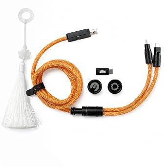 Angry miao Split Dual 8K Gaming Cable AM Edition 4.6ft, High-Speed Dual Connection, Low Latency, Compatible with USB Type-C Devices, Durable Mesh Silver-Plated Wire - Starburst Orange