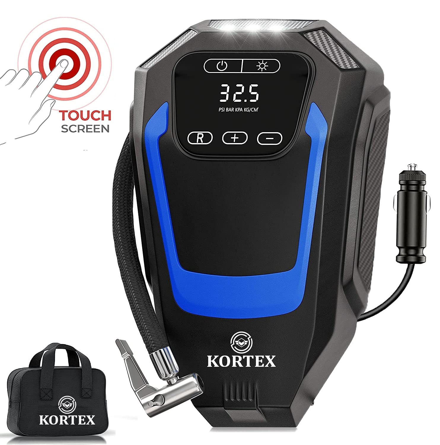 Kortex Touch Screen Digital Car Air Pump Inflator 12V DC Rapid Speed Heavy Duty Portable