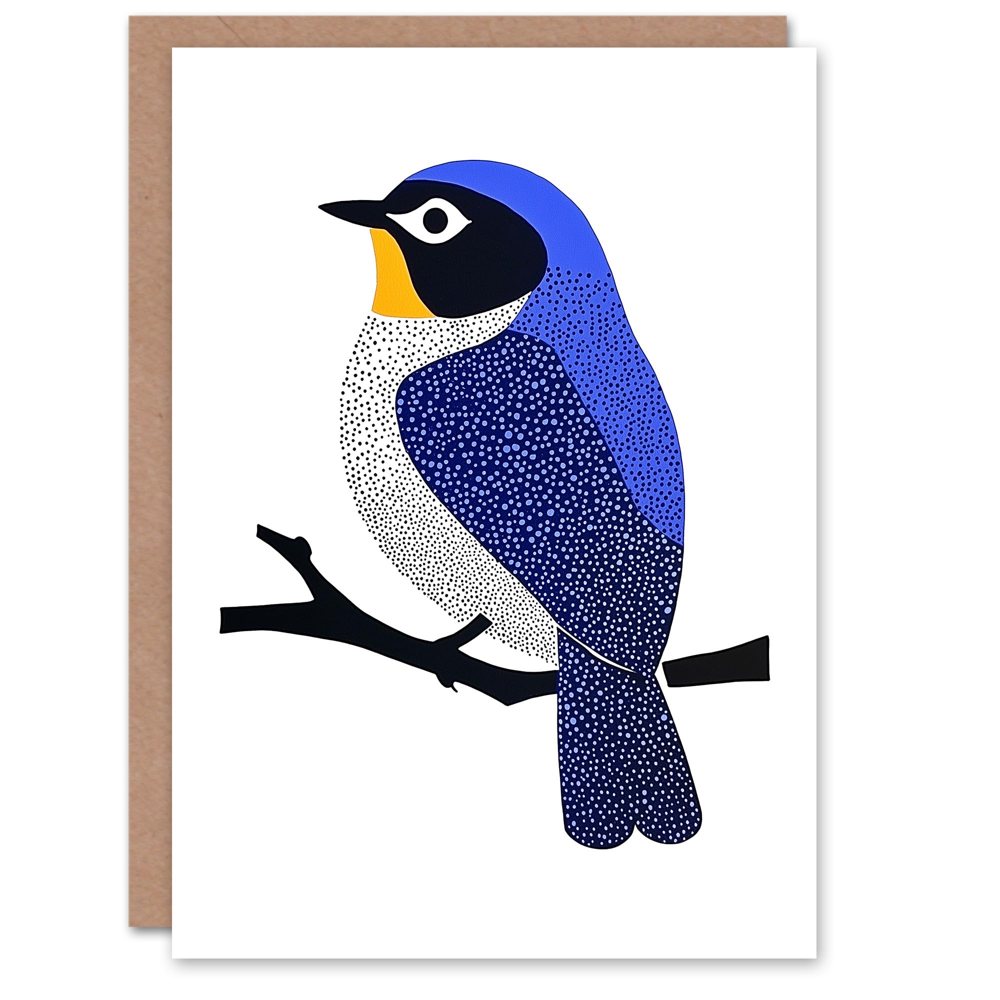 Wee Blue Coo Bluebird Bird on Tree Branch Christmas Card