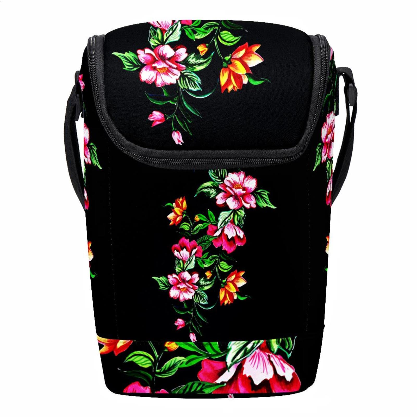Bolsa de almuerzo con flores tropicales y cremallera hermética para mantener comida