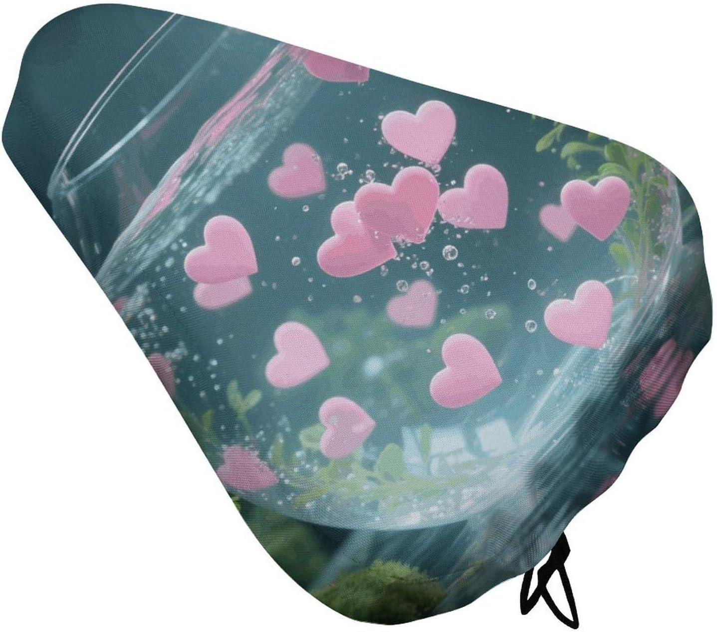 Sea of Heart Padded Bike Seat Cover with Drawstring and Spring Buckle, Waterproof Bicycle Seat Cushion Extra Wide, Soft Comfort Bicycle Saddle for Mountain Exercise Road Bikes