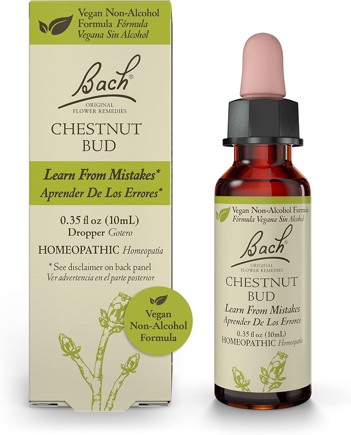 Bach Original Flower Remedies, Chestnut Bud for Learning from Mistakes (Non-Alcohol Formula), Natural Homeopathic Flower Essence, Holistic Wellness and Stress Relief, Vegan, 10mL Dropper