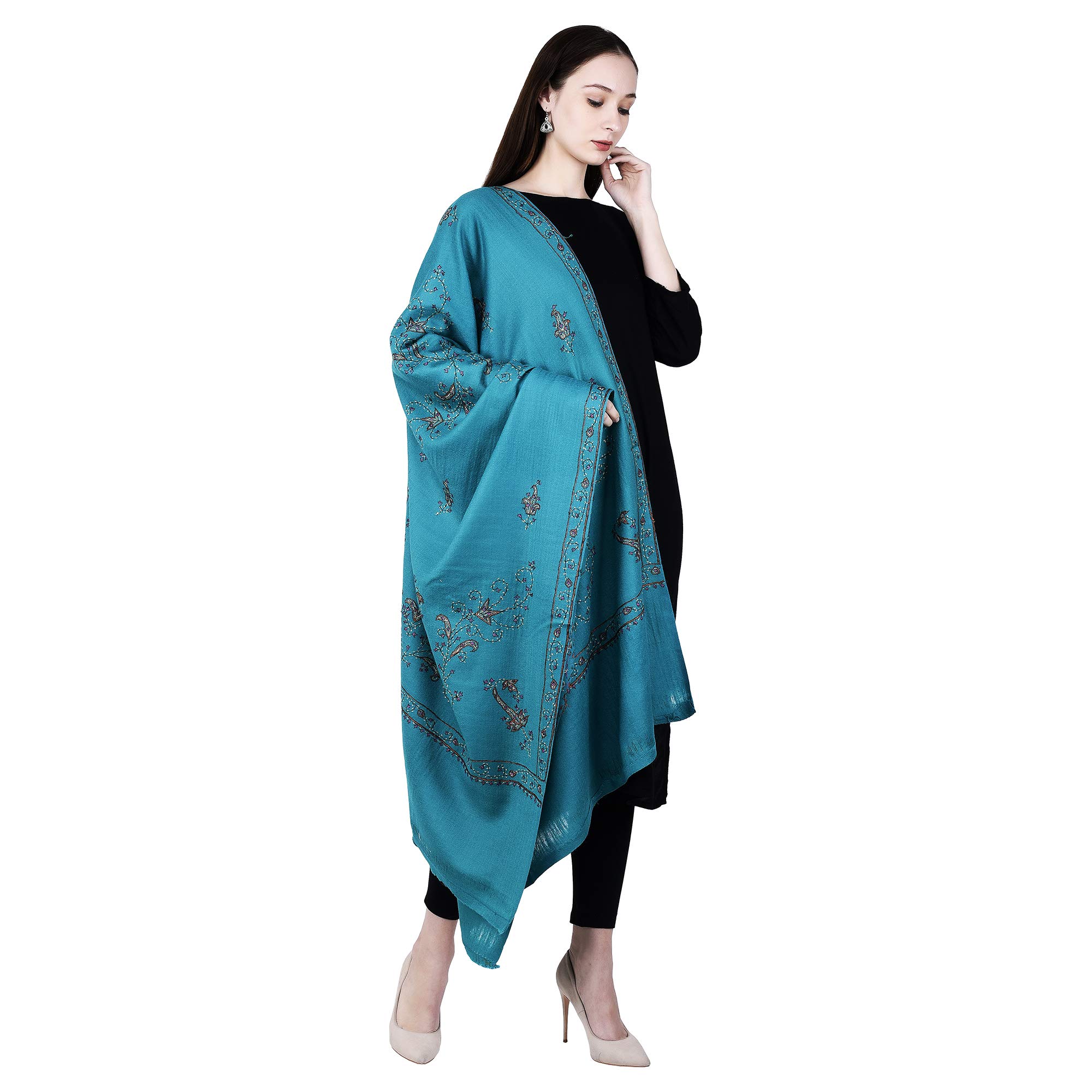 Women's Kashmiri Hand Embroidered Pure Wool Shawl-image-21