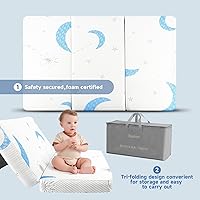 Vista 5 de PanKers Pack n Play Mattress 38"x26" Memory Foam Trifold Pack and Play Mattresses with Washable Breathable Cover, Portable Thick Mattress for Pack N