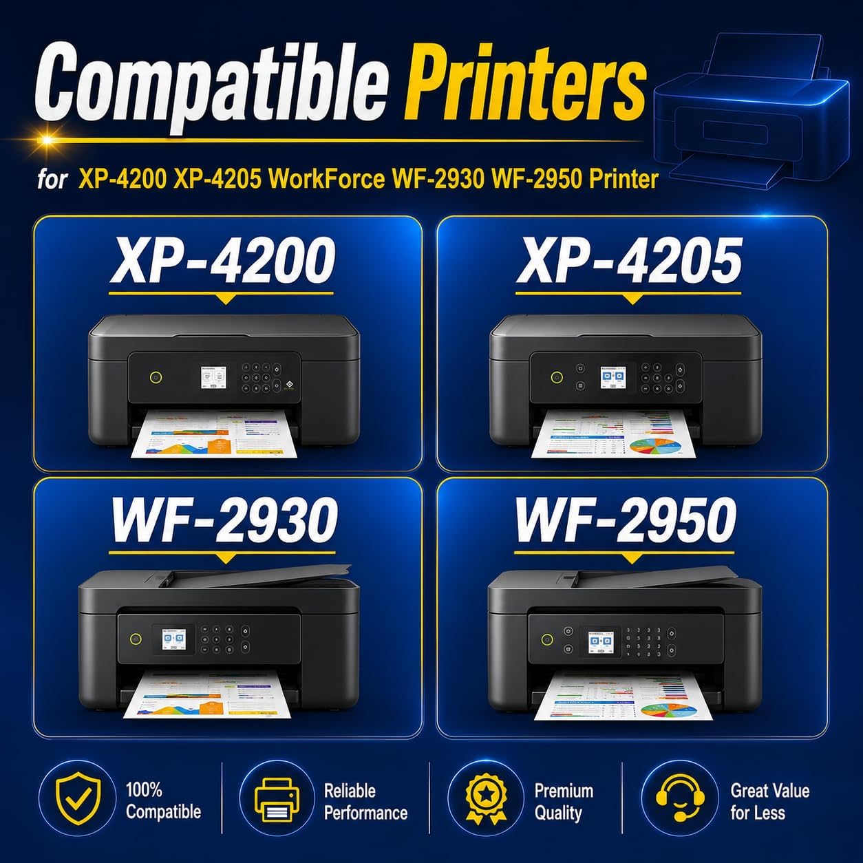 Remanufactured for Epson 232XL Ink Cartridges Combo Pack (10Pack) Latest Upgrade for 232 XL for Epson XP-4200 XP-4205 Workforce WF-2930 WF-2950 Printer 4 Black 2 Cyan 2 Magenta 2 Yellow