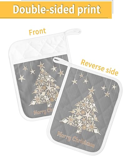 Miniatura 2 de Christmas Tree 3Pcs Pot Holders for Kitchen,Non Slip & Heat Insulation Terry Cloth Potholder Set with Pocket,Thick Hot Pad Oven Mitts Trivet