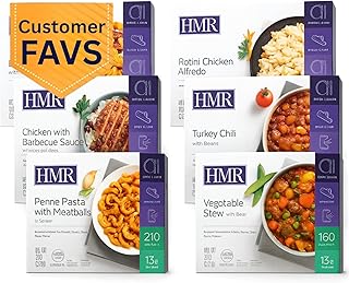 HMR Customer Favorites Entrée Pack | Ready to Eat Meals – Shelf Stable, No Refrigeration | Prepared Meals for Lunch or Dinner | 6 Premade, High-Protein, Low-Calorie | 7–8 oz Microwave-Ready