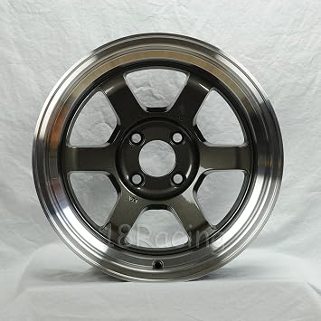 4 PCS ROTA GRID V 15X8 PCD4X100 OFFSET0 HB67.1 GUNMETAL WITH POLISH LIP