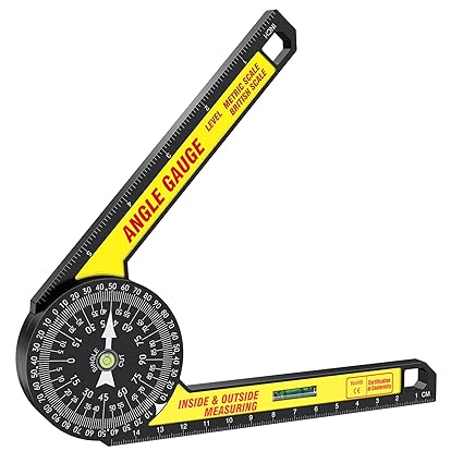 DOWOX Miter Saw Protractor 7-Inch Aluminum Angle Finder, Featuring Precision Laser Engraved Scales for Inside and Outside Corner, Measuring Tool for Carpenters, Construction and DIY Measurement