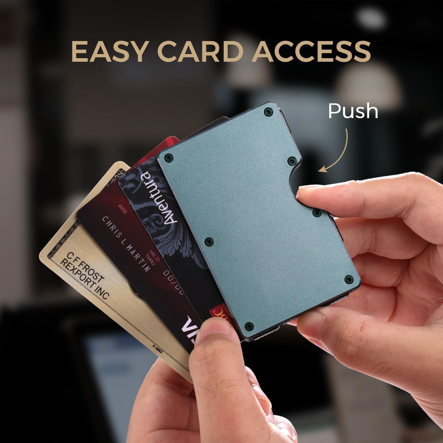 RUNBOX Minimalist Wallet for Men - Slim RFID Blocking Metal Card Holder with Money Clip, Ultra-Thin Front Pocket Design Holds Up to 15 Cards, Gifts for Men(Gunmetal Titanium) - Image 2