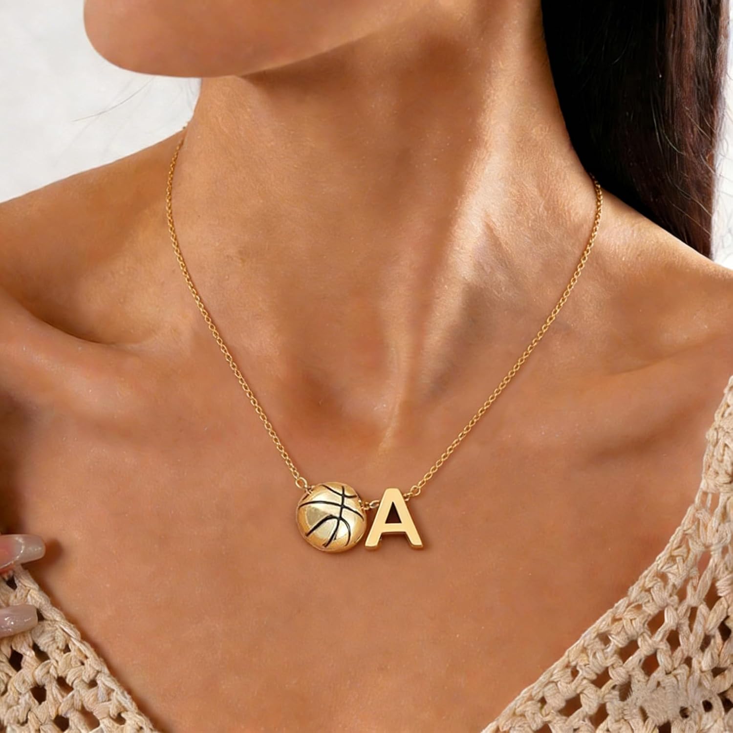 Roselover Basketball Initial Letter Necklace Basketball Letter Pendant Necklace Jewelry Christmas Birthday Fashion Jewelry Gift for Women Girlfriend Daughter - Image 5