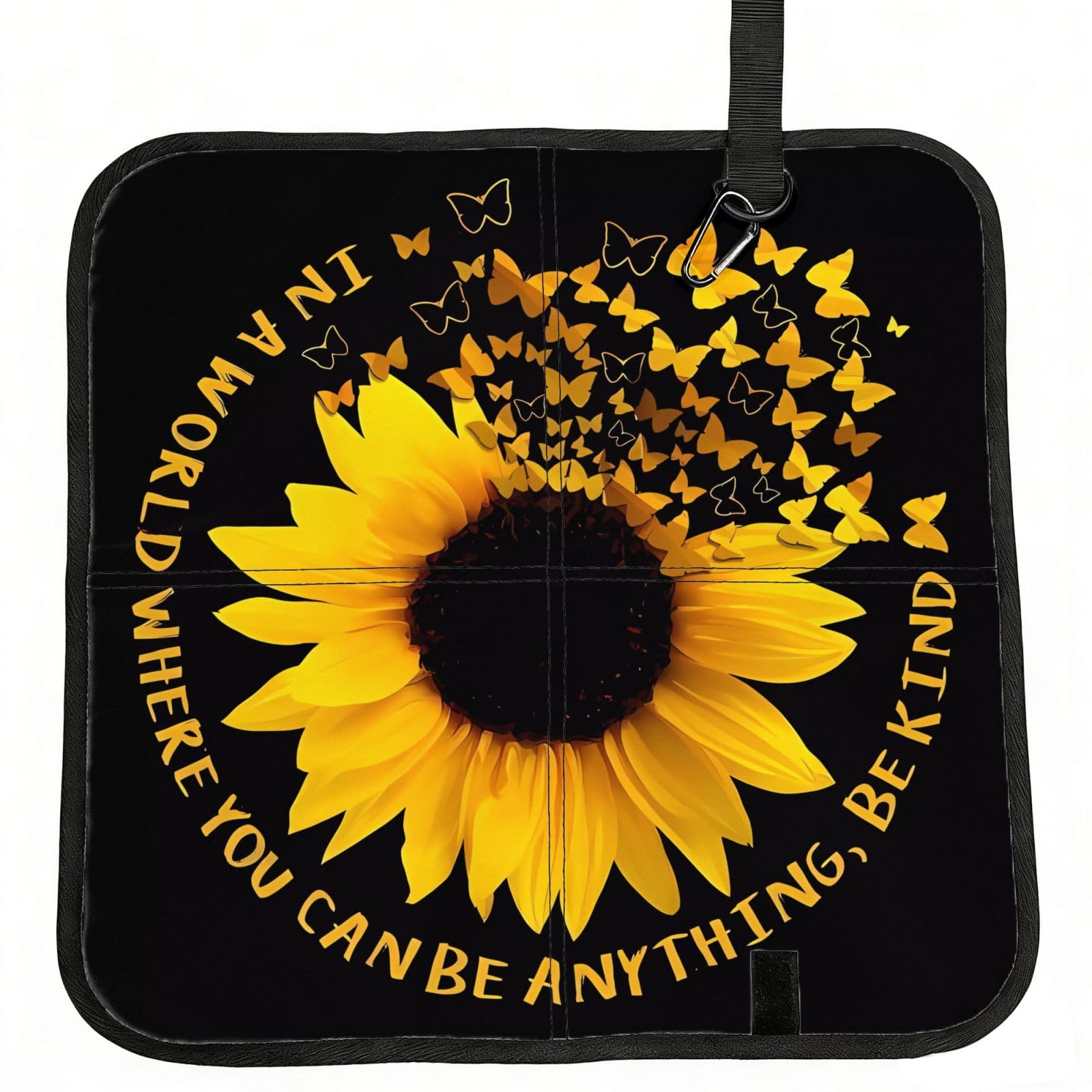 WZYCWB butterfly and sunflower Foldable Seating Cushion with Carabiner - Stadium Mat for Camping, Hiking and Outdoor Activities