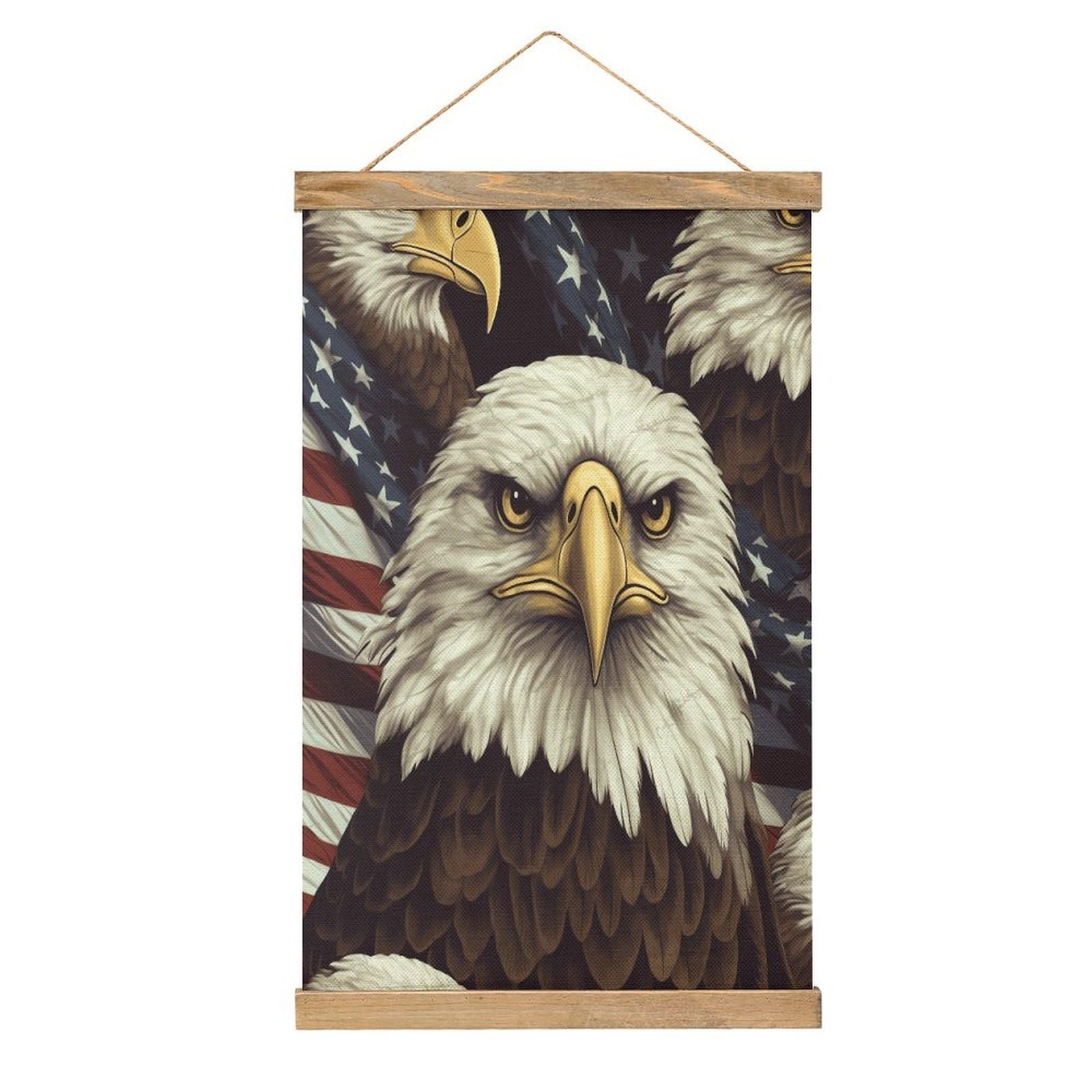 VstaDank Bald Eagle Poster with Wooden Frame Hanger Art Painting Wall Decor Poster Wall Hanging Wooden Frame 13x20 Wood Poster Hanger for Photo Picture Art Canvas Print Artwork