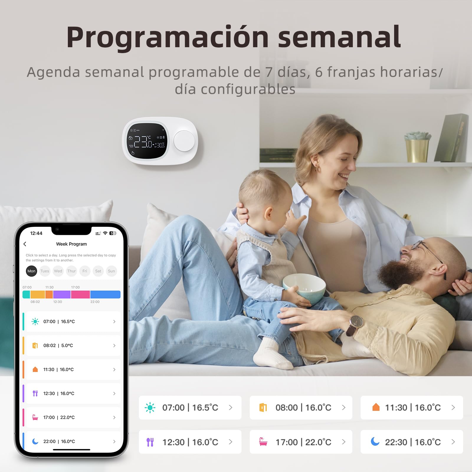 MIUCDA Termostato inteligente para calefacción y enfriamiento, termostato de pared, funciona con pilas, para montaje en superficie, termostato de calefacción WiFi para calderas de gas con error de voz