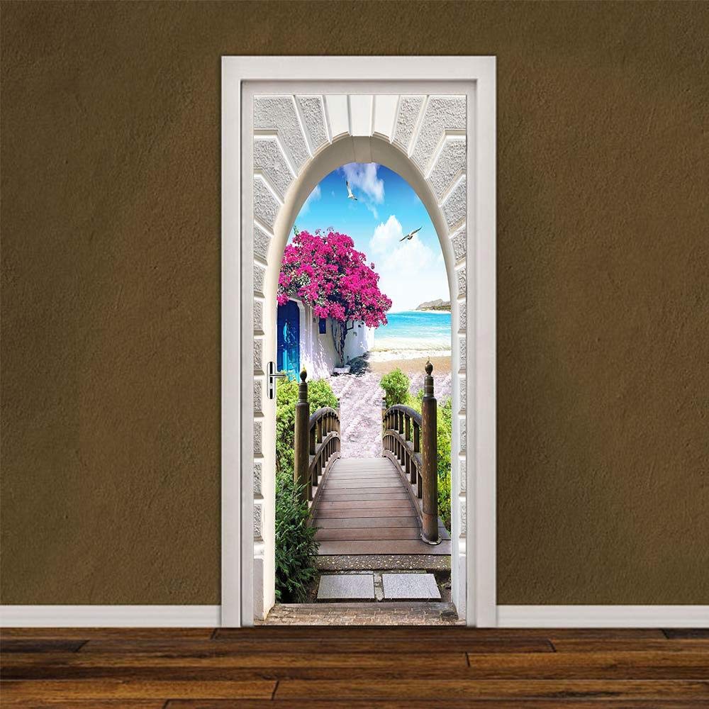 Adesivi Per Porte 3D 77 X 200 Cm Carta Parati Porta Poster Per Porta Rimovibile Autoadesivo Impermeabile Fai Da Te Foto Per Bagno Cucina Soggiorno Ufficio Camera Da Letto Corridoio Ad Arco